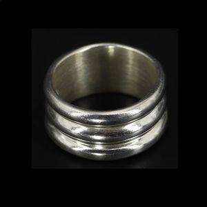 Vintage TAXCO Sterling Silver Concentric Circle Fluted Wide Band Ring